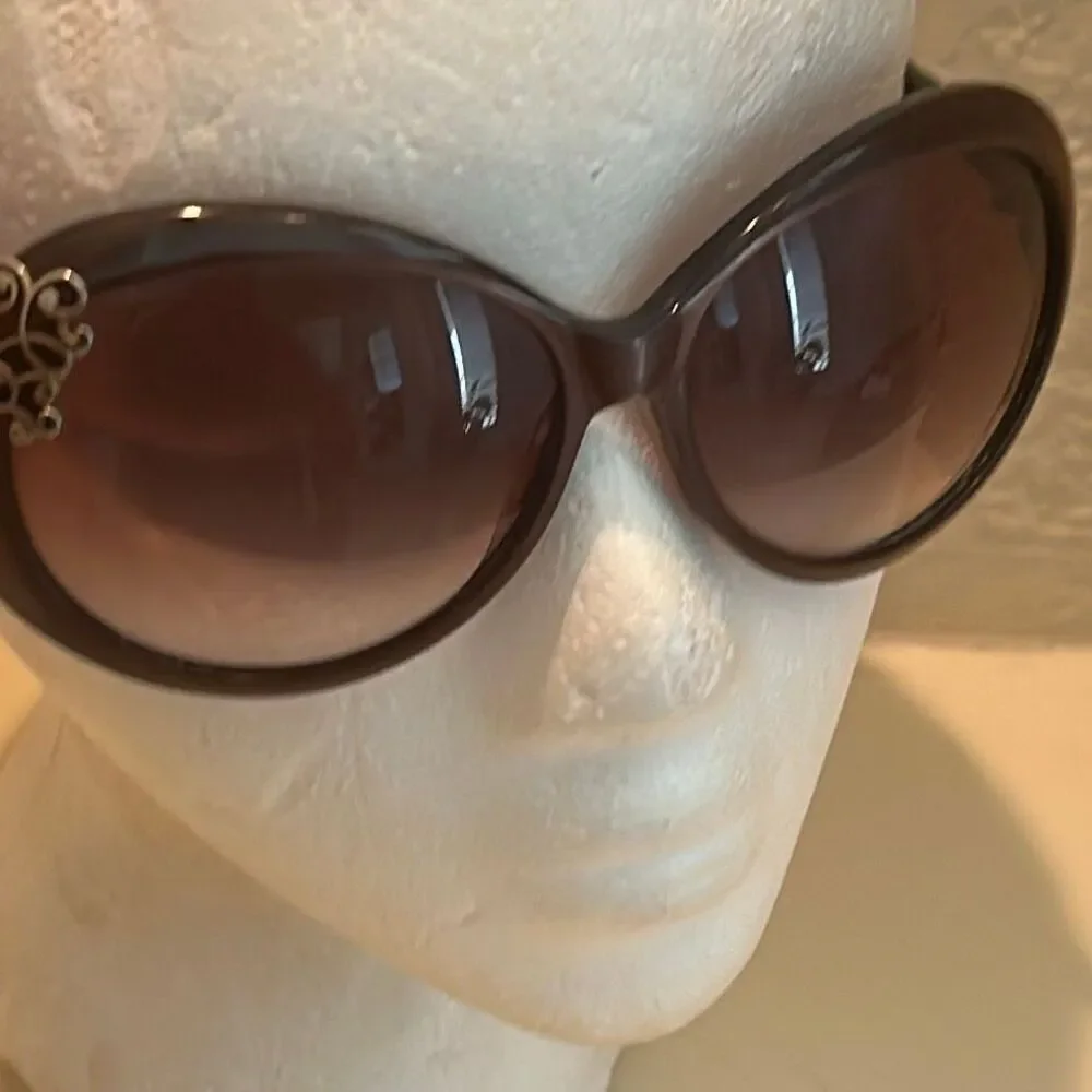 Yves Saint Laurent Paris Oversized Sunglasses Round 6136 Brownish Red Metallic
